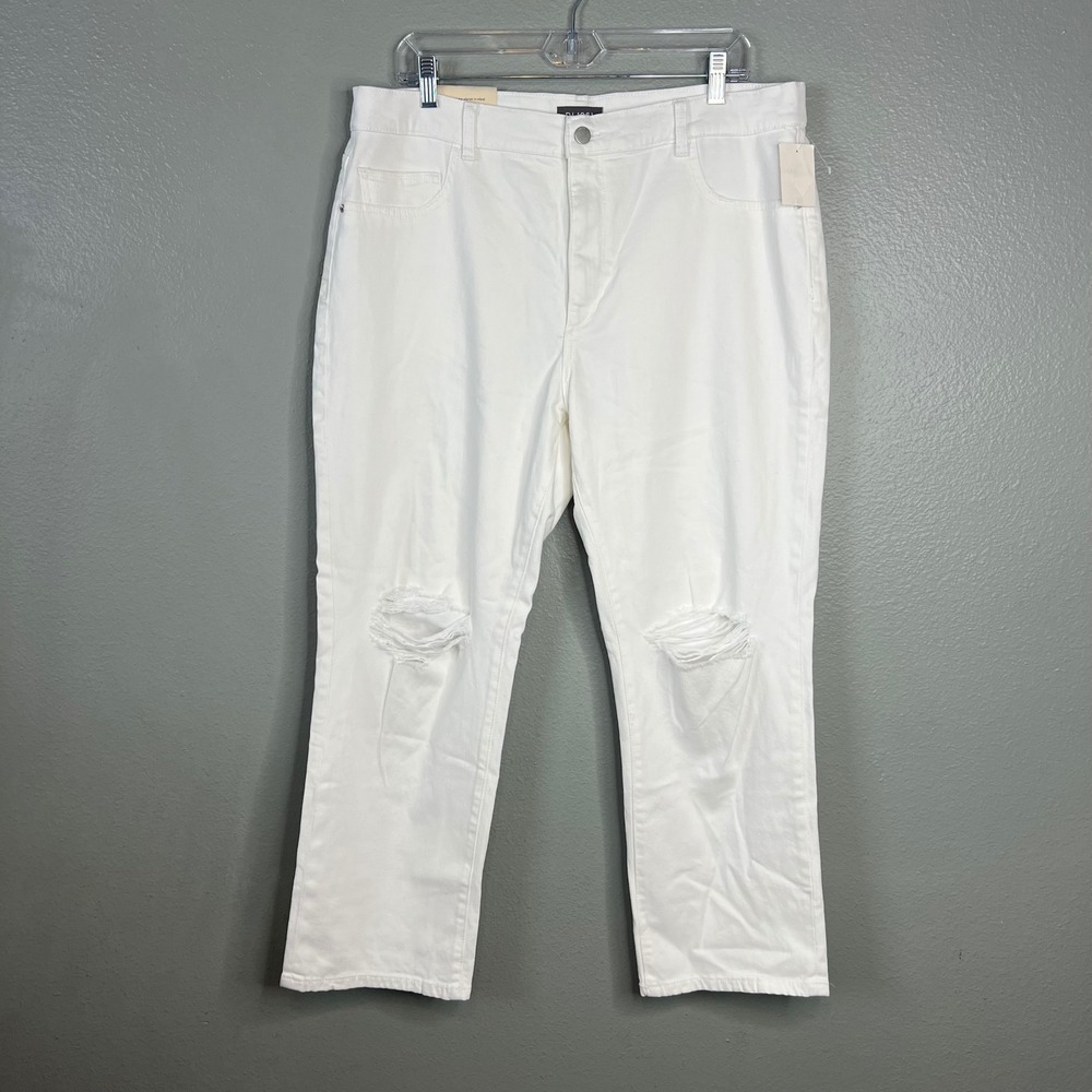 DL1961 Patti Straight High Rise Vintage Ankle Jeans Size 33 White Distressed NWT